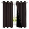 NICETOWN 100% Blackout Short Curtains with Black Liners, 2 Panels, 37" W by 63" L, Toffee Brown, Solid Thermal Insulated Full Blackout 2-Layer Lined Drapes, Energy Efficiency Window Drapes for Bedroom