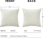MIULEE White Decorative Throw Pillow Covers 18x18 Inch for Couch Bed Sofa Pack of 2 Boho Farmhouse Throw Pillows Soft Cross Corduroy Patchwork Textured Cushion Cases