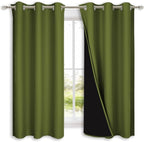 NICETOWN 100% Blackout Curtains 54" Long, Olive Green, 1 Pair, 42" Width Each Panel, Double-Deck Completely Blackout Window Treatment Thermal Insulated Lined Drapes for Small Window