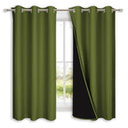 NICETOWN 100% Blackout Lined Curtains, Olive Green, 1 Pair, 42" Width x 63" Length Each Panel, 2 Thick Layers Completely Blackout Window Treatment Panels Thermal Insulated Drapes for Kitchen