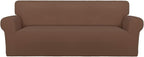 PureFit Super Stretch Oversized Sofa Slipcover – Spandex Non Slip Soft Couch Sofa Cover, Washable Furniture Protector with Non Skid Foam and Elastic Bottom for Kids, Pets （Oversized Sofa, Brown）