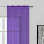 SpaceDresser Sheer Voile Window Treatment Rod Pocket Curtain Panels for Kitchen Bedroom Living Room Drapes Sunlight Filtering Privacy Semi Home Decor Assorted (Purple, 52 W x 63 L)