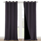 NICETOWN Full Shading Curtains for Windows, Greyish Purple, Pack of 2, 52" W x 95" L, Super Heavy-Duty Black Lined Blackout Curtains for Bedroom, Privacy Assured Window Treatment