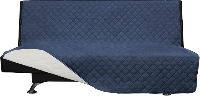 Easy-Going Reversible Couch Cover, Large Futon Sofa, Dark Blue/Ivory