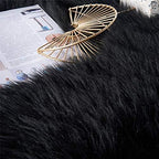 EasyJoy Ultra Soft Fluffy Shaggy Area Rug Faux Fur Rug Chair Cover Seat Pad Fuzzy Area Rug for Bedroom Floor Sofa Living Room (2 x 3 ft Sheepskin, Black)