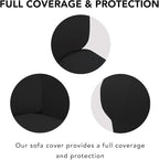 PureFit Super Stretch Sofa Slipcover – Spandex Non Slip Soft Couch Sofa Cover, Washable Furniture Protector with Non Skid Foam and Elastic Bottom for Kids, Pets (Oversized Loveseat, Black)