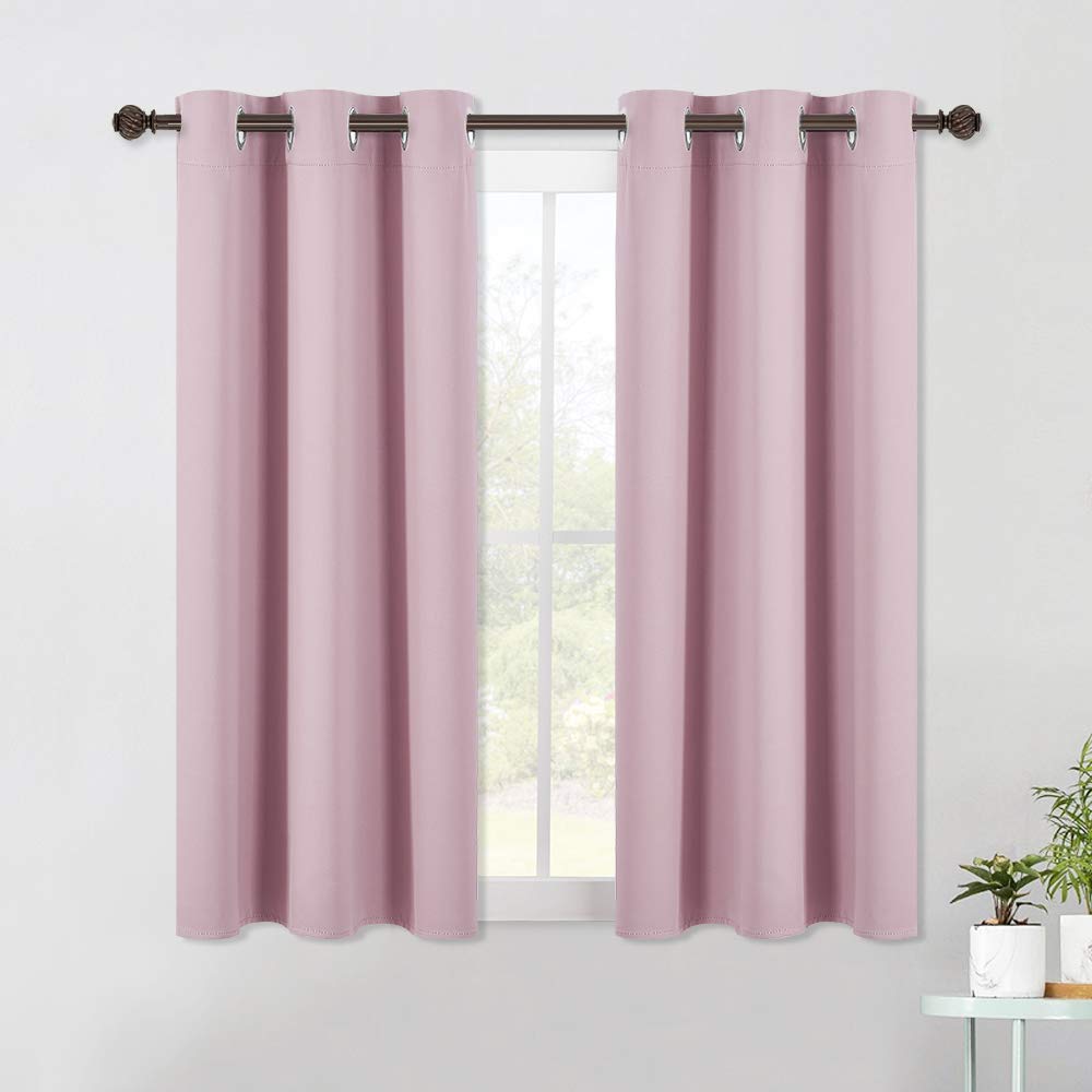 NICETOWN Blackout Curtain Panels for Bedroom, 2 Panels, W42 x L60 inches, Baby Pink, Thermal Insulated Grommet Top Blackout Draperies and Drapes