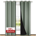 NICETOWN Greyish Green Blackout Curtains 80 inches Long, Full Light Blocking Drapes with Black Liner for Nursery, Thermal Insulated Draperies for Hall, Villa (2 Pieces, 42" Wide Each Panel)