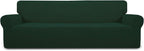 Easy-Going Stretch 4 Seater Sofa Slipcover 1-Piece Sofa Cover Furniture Protector Couch Soft with Elastic Bottom for Kids, Polyester Spandex Jacquard Fabric Small Checks Dark Green
