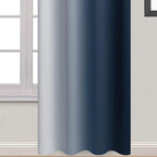 Yakamok Room Darkening Ombre Curtains 84 Inch Length, Navy Blue and Greyish White Thermal Insulated Gradient Color Curtains,Light Blocking Grommet Window Drapes for Bedroom,52 Inch Width,2 Panels