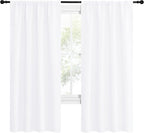 NICETOWN 50% Light Blocking Kitchen Curtains - Window Treatment Rod Pocket Curtains/Drapes for Bedroom (2 Panels, 42 by 72, White)