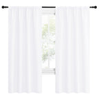 NICETOWN 50% Light Blocking Kitchen Curtains - Window Treatment Rod Pocket Curtains/Drapes for Bedroom (2 Panels, 42 by 72, White)