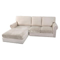 H.VERSAILTEX Velvet Stretch 3-Piece L Shape Sectional Couch Covers (Large 2 Seater + 1 Chaise, Oatmeal)