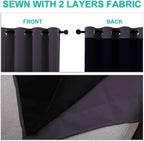 NICETOWN Full Shading Curtains 90" Long 2 Panels Set for Windows, Greyish Purple, Pack of 2, 52" W, Super Heavy-Duty Black Lined Blackout Curtains for Bedroom, Privacy Assured Window Treatment