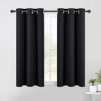 NICETOWN Blackout Draperies Window Curtain Panels, Autumn/Winter Thermal Insulated Solid Grommet Blackout Curtains/Drapes for Living Room (Set of 2, 42 Inch by 54 Inch, Black)