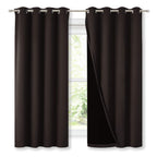 NICETOWN Complete 100% Blackout Curtains, Thermal Insulated & Energy Efficiency Window Draperies with Black Liner, Noise Reducing Short Curtains for Kids Room (Brown, 52-inch W by 63-inch L, 2 Panels)