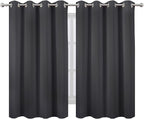 LEMOMO Blackout Curtains 66 x 54 Inch Long Dark Grey Curtains Set of 2 Panels Room Darkening Curtains for Bedroom and Living Room