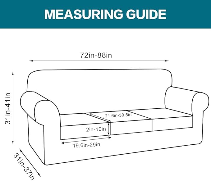 Turquoize 4 Piece Sofa Covers for 3 Cushion Couch Sofa Slipcover Soft Couch Cover for Dogs-Washable Sofa Furniture Covers with 3 Individual Cushion Covers, Feature Jacquard Fabric(Dove)