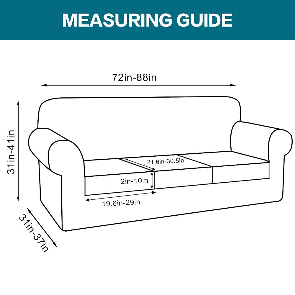 Turquoize 4 Piece Sofa Covers for 3 Cushion Couch Sofa Slipcover Soft Couch Cover for Dogs-Washable Sofa Furniture Covers with 3 Individual Cushion Covers,Jacquard Fabric(3 Cushion Sofa, Burgundy)
