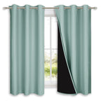NICETOWN Aqua Blue 100% Blackout Lined Curtains, 2 Thick Layers Completely Blackout Window Treatment Panels Thermal Insulated Drapes for Kitchen (1 Pair, 42" Width x 63" Length Each Panel)