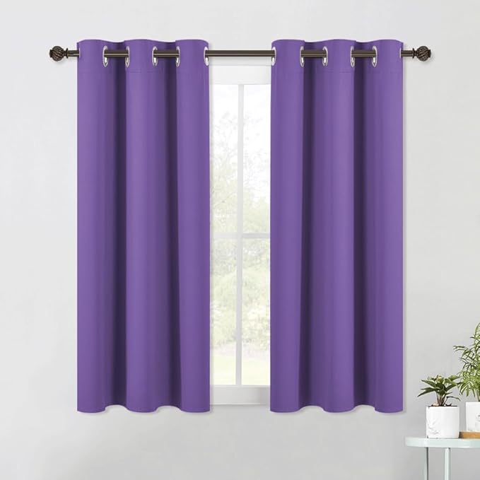 NICETOWN Bedroom Curtains Blackout Drapery Panels, 2 Panels, 42 x 54 Inch, Lilac Purple, 3 Pass Microfiber Thermal Insulated Solid Ring Top Blackout Window Curtains/Drapes