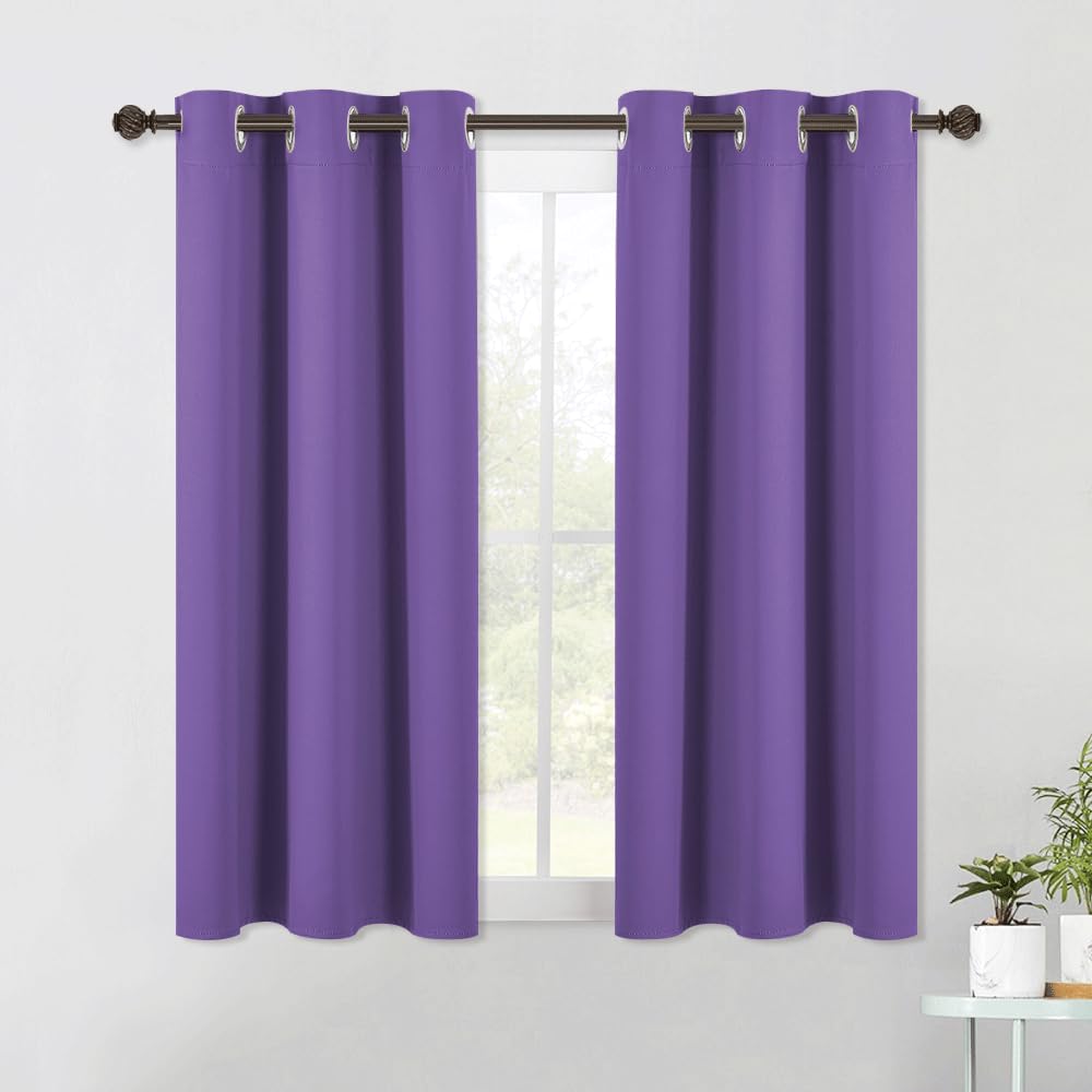 NICETOWN Blackout Curtains & Drapes for Bedroom, Lilac Purple, W34 x L48, Set of 2, Triple Weave Grommet Top Thermal Insulated Light Blocking Panels for Bathroom/Living Room