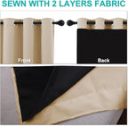 NICETOWN Extra Long Truly Blackout Drapes for Hall and Villa, 46" Width Each Panel, 45" Length, Biscotti Beige, 2 Pieces, 100% Blackout Window Curtain Panels with Black Lined for Night Shift Worker