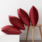 MIULEE Pack of 4 Decorative Outdoor Throw Pillow Covers Linen Waterproof Pillow Covers Summer Farmhouse Cushion Cases for Patio Garden Tent Balcony Couch Sofa 18x18 Inch Burgundy