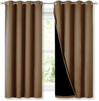 NICETOWN Extra Long Truly Blackout Drapes for Hall and Villa, 46" Width Each Panel, 45" Length, Gold Brown, 2 Pieces, 100% Blackout Window Curtain Panels with Black Lined for Night Shift Worker