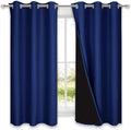NICETOWN 100% Blackout Curtains 54 inches Long, Royal Blue, 1 Pair, 42 inches Width Each Panel, Double-Deck Completely Blackout Window Treatment Thermal Insulated Lined Drapes for Small Window