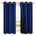 NICETOWN 100% Blackout Curtains 54 inches Long, Royal Blue, 1 Pair, 42 inches Width Each Panel, Double-Deck Completely Blackout Window Treatment Thermal Insulated Lined Drapes for Small Window