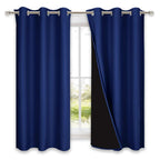 NICETOWN 100% Blackout Curtains 54 inches Long, Royal Blue, 1 Pair, 42 inches Width Each Panel, Double-Deck Completely Blackout Window Treatment Thermal Insulated Lined Drapes for Small Window