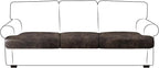 Leather Look Couch Cushion Covers Sofa Seat Slipcovers Sets Couches Furniture Protector for Sectional Armchair Loveseat Pets Kids Stretch Spandex Fabric (3 T-Cushion Sofa, Brown)