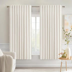 MIULEE Ivory Back Tab Blackout Curtains 63 Inch Length 2 Panels Set for Living Room Bedroom Privacy, Rod Pocket/Pinch Pleat Thermal Insulated Room Darkening Pleated Light Blocking Drapes