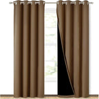 NICETOWN 100% Blackout Window Curtain Panels, Heat and Cold Blocking Drapes with Black Liner for Nursery, 84 inches Drop Thermal Insulated Draperies (Gold Brown, 2 Pieces, 52 inches Wide Each Panel)