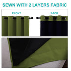 NICETOWN 100% Blackout Lined Curtains, Olive Green, 1 Pair, 42" Width x 63" Length Each Panel, 2 Thick Layers Completely Blackout Window Treatment Panels Thermal Insulated Drapes for Kitchen