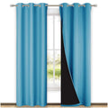 NICETOWN 100% Blackout Curtains 84 inches Long, Pair of Energy Smart & Noise Blocking Out Drapes for Baby Room, Thermal Insulated Guest Room Lined Window Dressing(Teal Blue, 42 inches Wide)