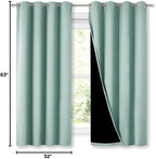NICETOWN Aqua Blue 100% Blackout Lined Curtains, 2 Thick Layers Completely Blackout Window Treatment Thermal Insulated Drapes for Kitchen/Bedroom (1 Pair, 52" Width x 63" Length Each Panel)