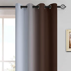 Yakamok Room Darkening Thickening Polyester Gradient Color Ombre Curtains with Grommet, Thermal Insulated Window Drapes for Living Room/Bedroom (Brown and Greyish White, 2 Panels, 52x72 Inch)