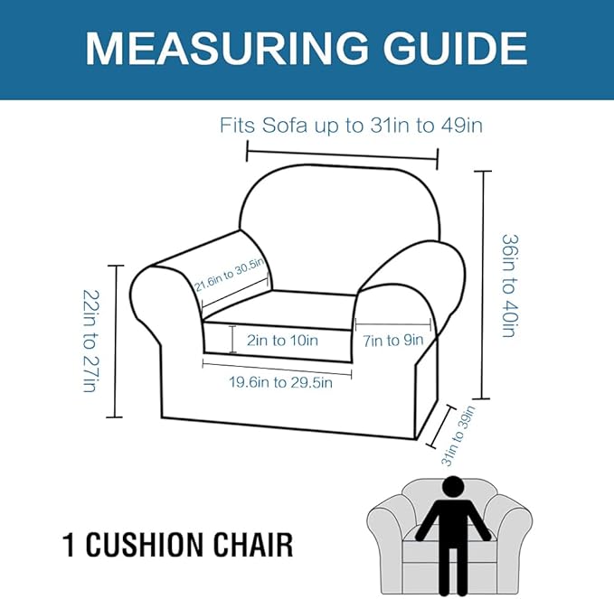 H.VERSAILTEX Rich Velvet Stretch 2 Piece Cover Chair Slipcover Sofa Cover Furniture Protector Couch Soft with Elastic Bottom Chair Couch Cover with Arms Width Up to 49 Inch(Chair,Camel)