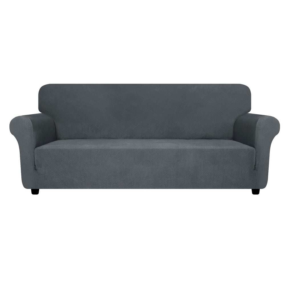 ZNSAYOTX Super Stretch Couch Cover (72"-92"), New Striped Sofa Covers Fitted Slipcovers with Elastic Bottom, Dog Cat Pets Proof Spandex Fabric Comfortable & Durable (Dark Grey, Sofa)