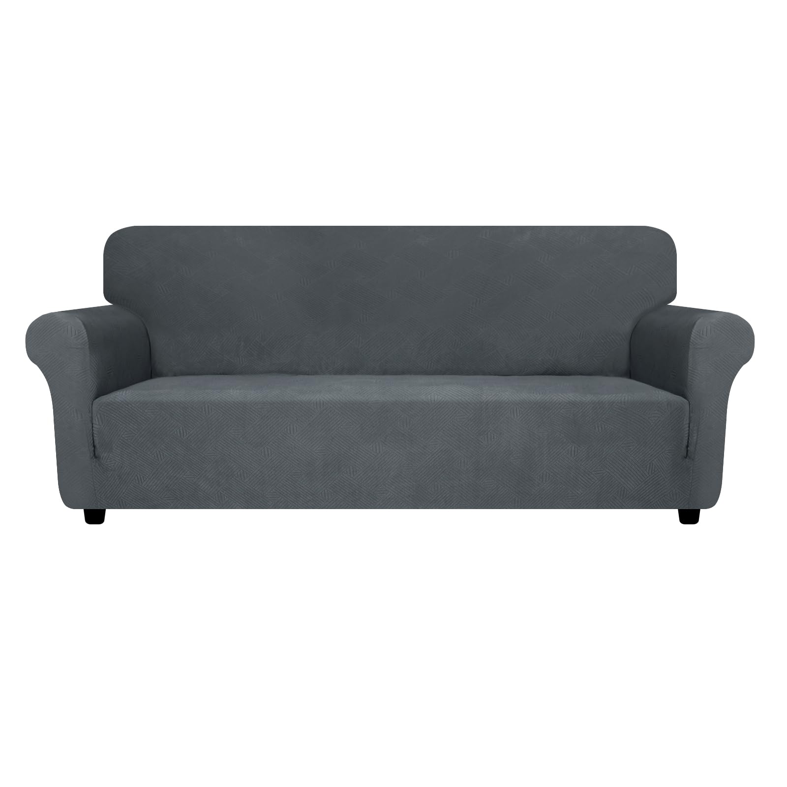 ZNSAYOTX Super Stretch Couch Cover (72"-92"), New Striped Sofa Covers Fitted Slipcovers with Elastic Bottom, Dog Cat Pets Proof Spandex Fabric Comfortable & Durable (Dark Grey, Sofa)