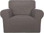 PureFit Super Stretch Chair Sofa Slipcover – Spandex Non Slip Soft Couch Sofa Cover, Washable Furniture Protector with Non Skid Foam and Elastic Bottom for Kids, Pets （Chair, Taupe）