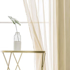 MIULEE 2 Panels Solid Color Sheer Window Curtains Elegant Window Voile Panels/Drapes/Treatment for Bedroom Living Room (54X96 Inches Beige)