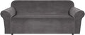 H.VERSAILTEX Stretch Velvet Sofa Covers for 3 Cushion Couch Covers Sofa Slipcovers Furniture Protector Soft with Non Slip Elastic Bottom, Crafted from Thick Comfy Rich Velour (Sofa 72"-90", Gray)
