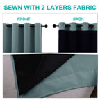 NICETOWN Extra Long Truly Blackout Drapes for Hall and Villa, 46-inch Width Each Panel, 45-inch Length, Greyish Blue, 2 Pieces, 100% Blackout Window Curtains with Black Lined for Night Shift Worker