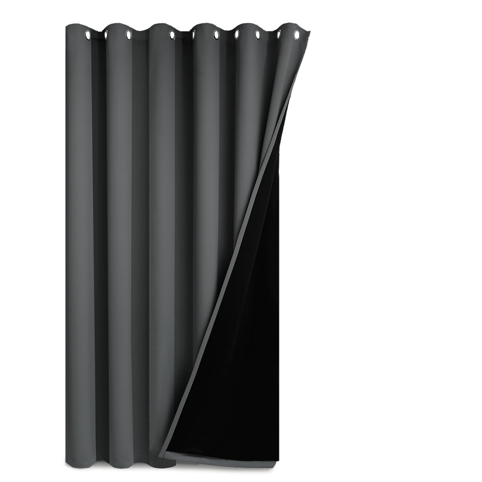 Yakamok Dark Grey Blackout Patio Door Curtain Panels W100 x L108, 1 Panel
