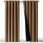 NICETOWN Full Shade Curtain Panels, 62 x 84 inch, Gold Brown, Pair of Energy Smart & Noise Blocking Out Blackout Drapes for Dining Room Window, Thermal Insulated Guest Room Lined Window Dressing
