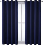 ChrisDowa Grommet Blackout Curtains for Bedroom and Living Room - 2 Panels Set Thermal Insulated Room Darkening Curtains (Navy Blue, 52W x 45L)