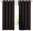 NICETOWN Truly Blackout Curtains 54 inches Length, 2 Thick Layers Completely Blackout Window Treatment Thermal Insulated Lined Drapes for Basement Window (Brown, 1 Pair, 52 inches Width Each Panel)